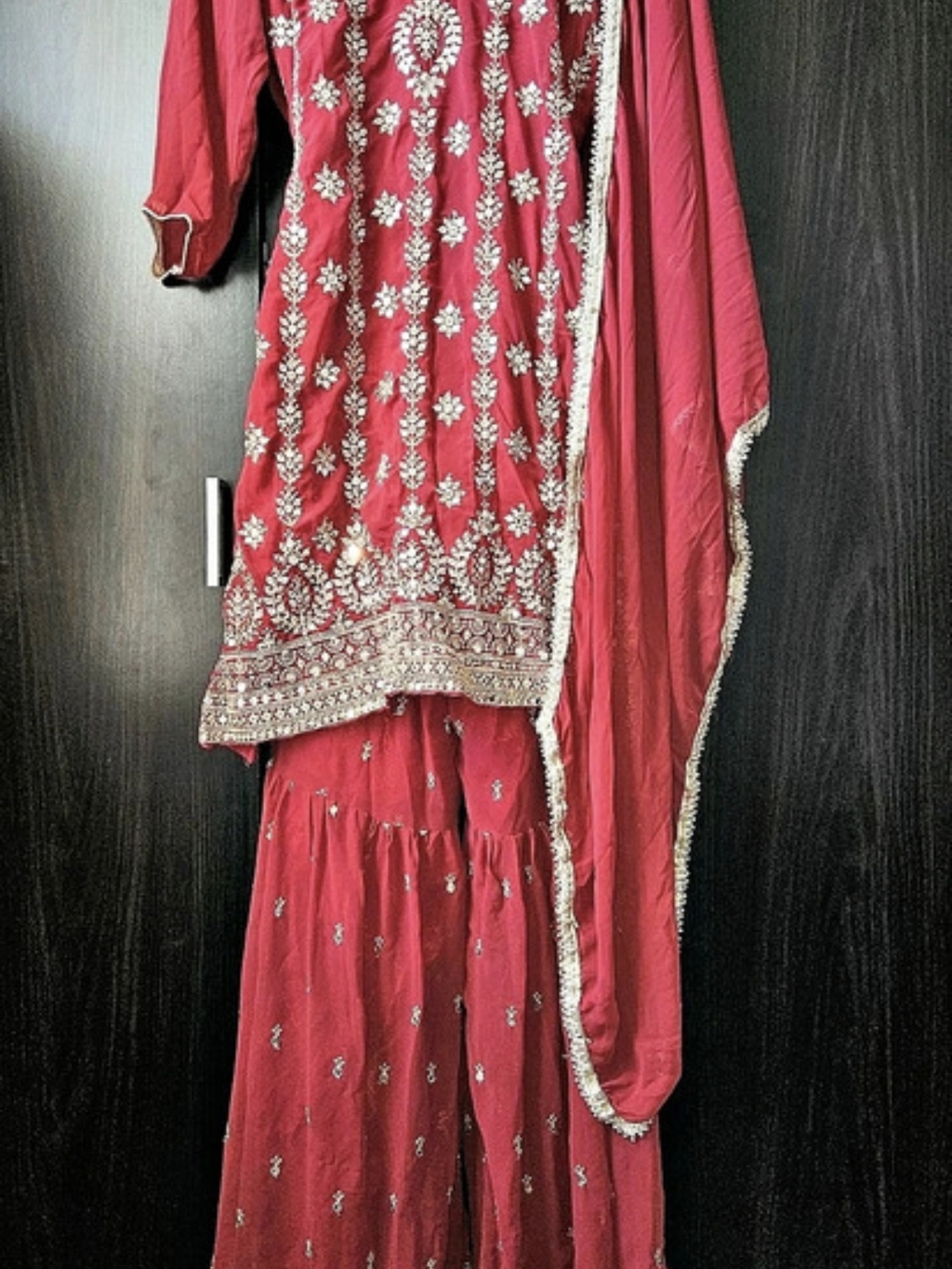 Indian Embroidered  Sharara Red